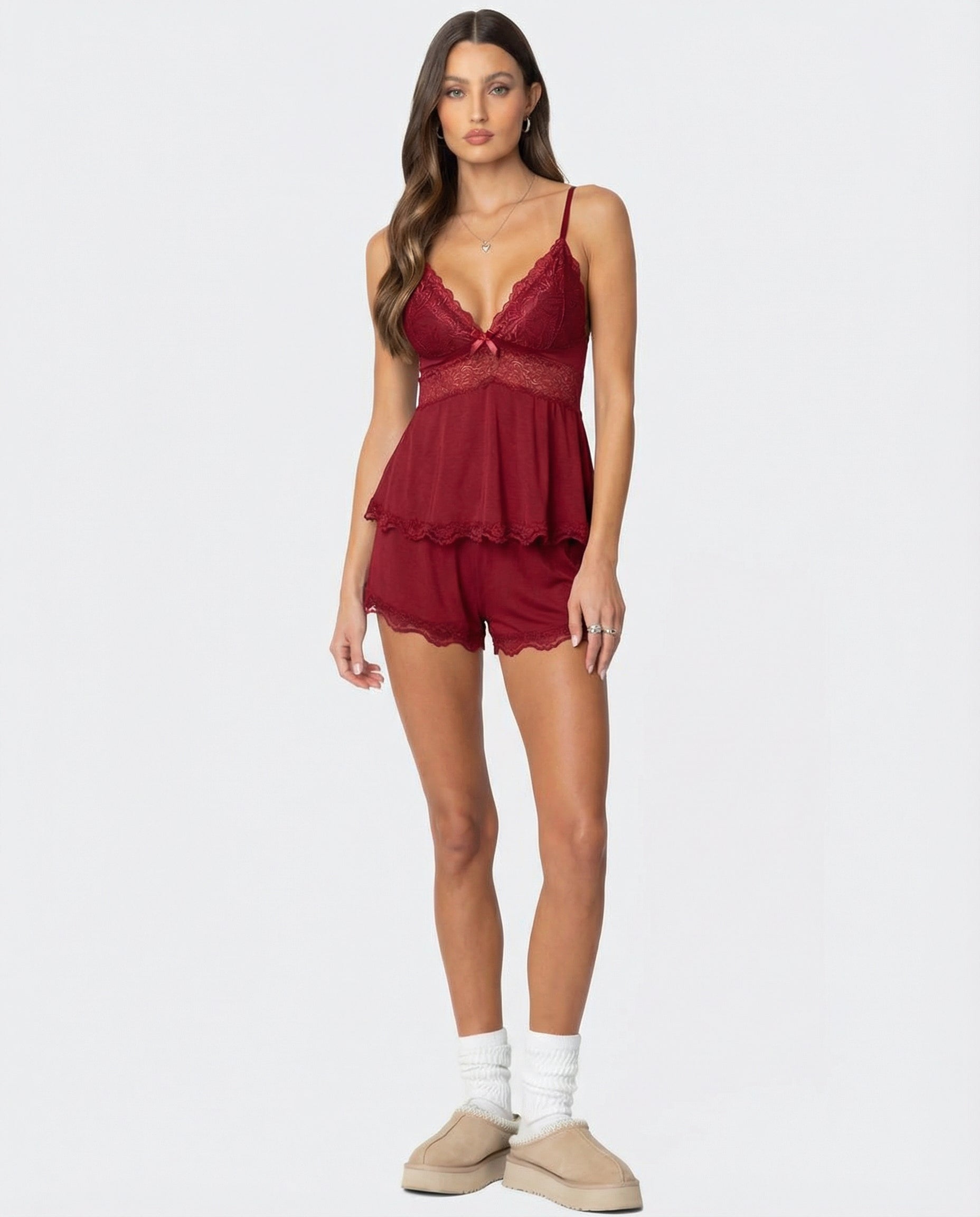 De Fashion Club Midnight Kiss Lace Set – Luxe Kant Lingerie Set voor Dames met Push-Up Effect